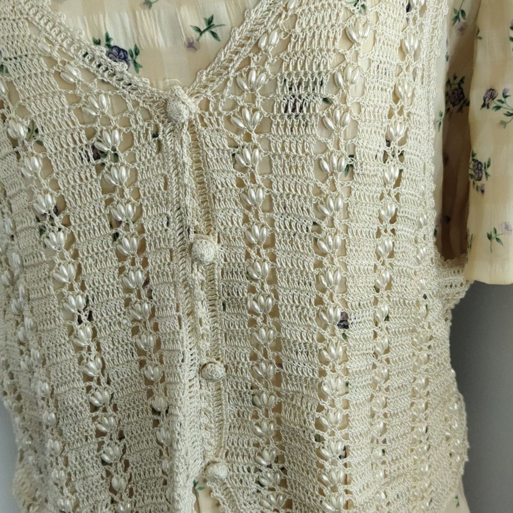 Vintage Betsy Lauren yellow with purple and green floral pattern size 18 - Picture 7 of 10